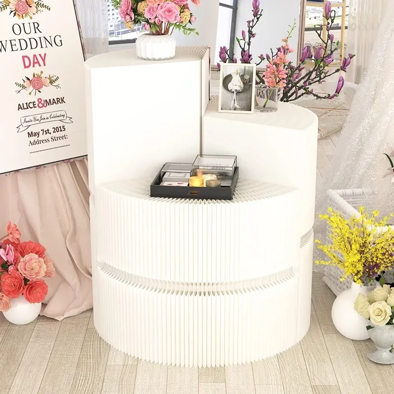 حامل عرض أسطواني متعدد الطبقات، رف عرض قسم النافذة، علبة عرض الرف، طاولة زخرفية مستديرة، ناكاجي قابلة للطي