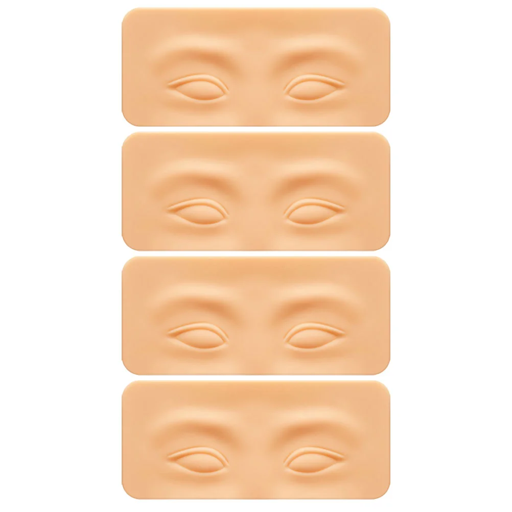 4 Pcs Eyebrow Practice Block Makeup Fake Skin Silicone Mannequin Face Shadow for Training Silica Gel Board