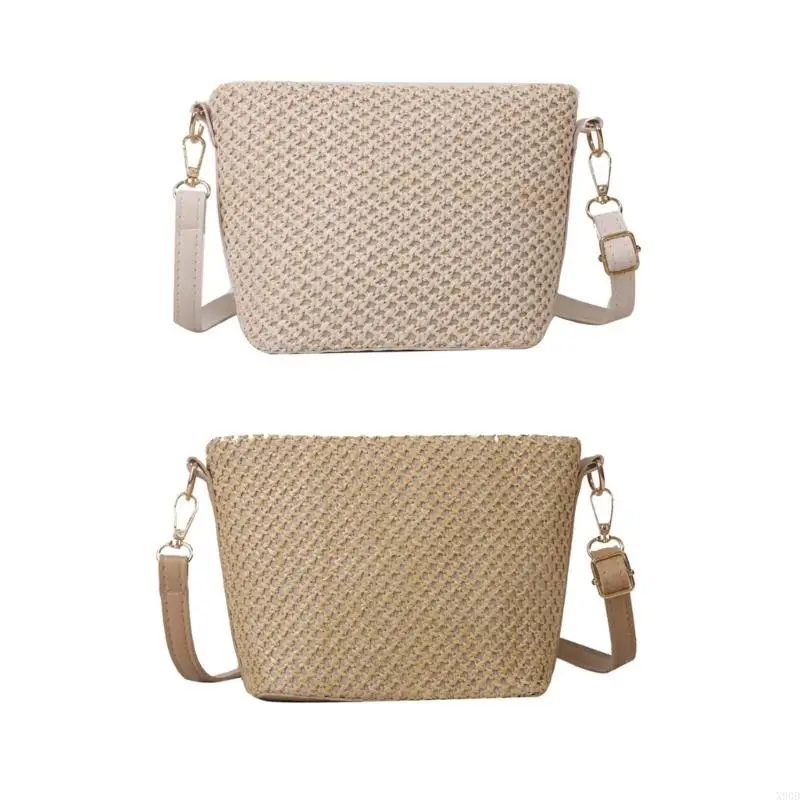 

X90D Weave Bucket Bags Crossbody Bag Casual Shoulder Bag for Women Girl Khaki