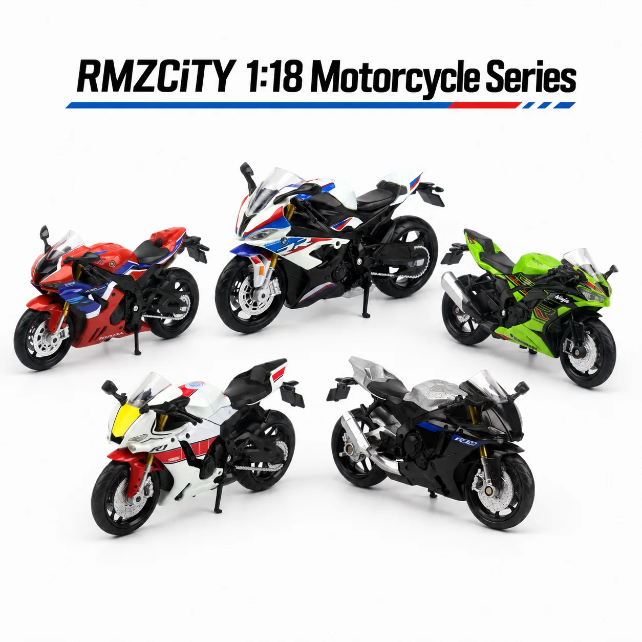 Image of RMZCiTY 1:18 BMW Honda Kawasaki Honda Yamaha Spielzeug-Motorrad Druckguss-Miniaturmodell 1/18 Ausstellungsstück Sammlerstück Geschenk Freund