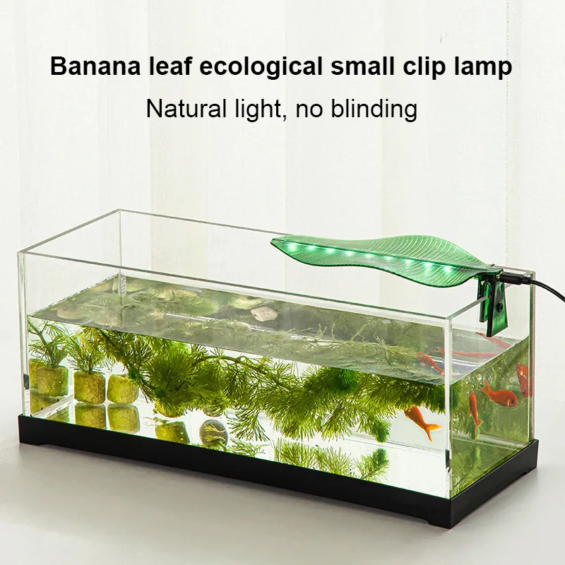 Aquarium Clip On Lights Banana Leaf Shape Ecological Clip Lamps USB Energy Saving LED Portable Fish Tank Decor Plant Lamps