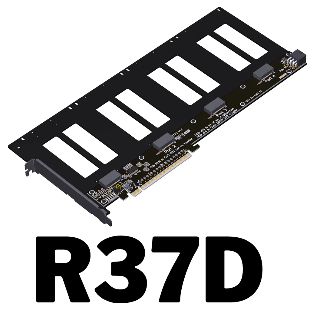 4-in-1 PCIe 5.0 X16 To 4-Port Bifurcation PCI-E Split Adapter Card for U.2 SSD/EDSFF E1.S/E3.S Hard Disk Splitter Expansion Card