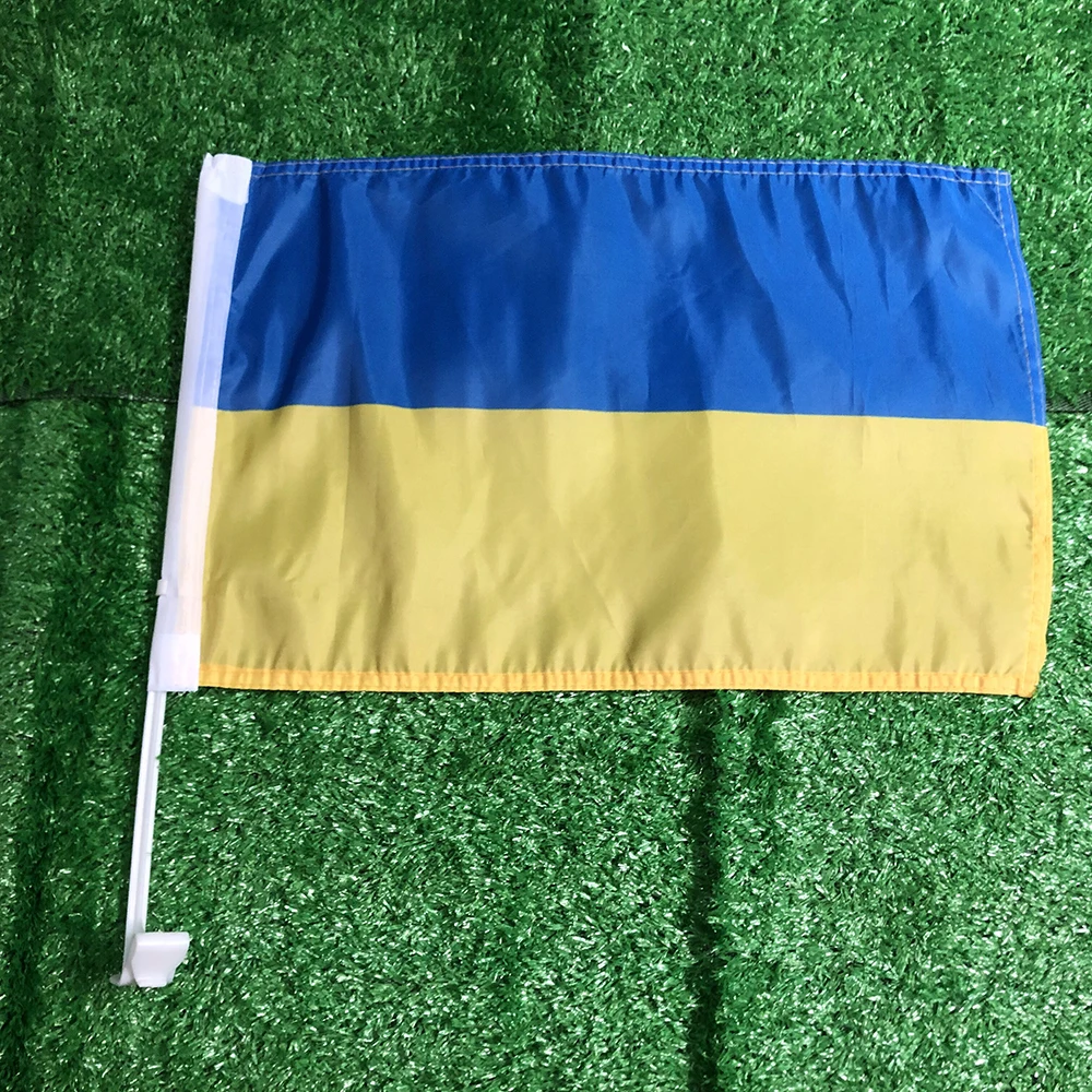 

CUSTOM FLAG 30*45cm Ukraine car flag Ukraine car waving Flag National Flag standard-bearer waving flag with plastic flagpole