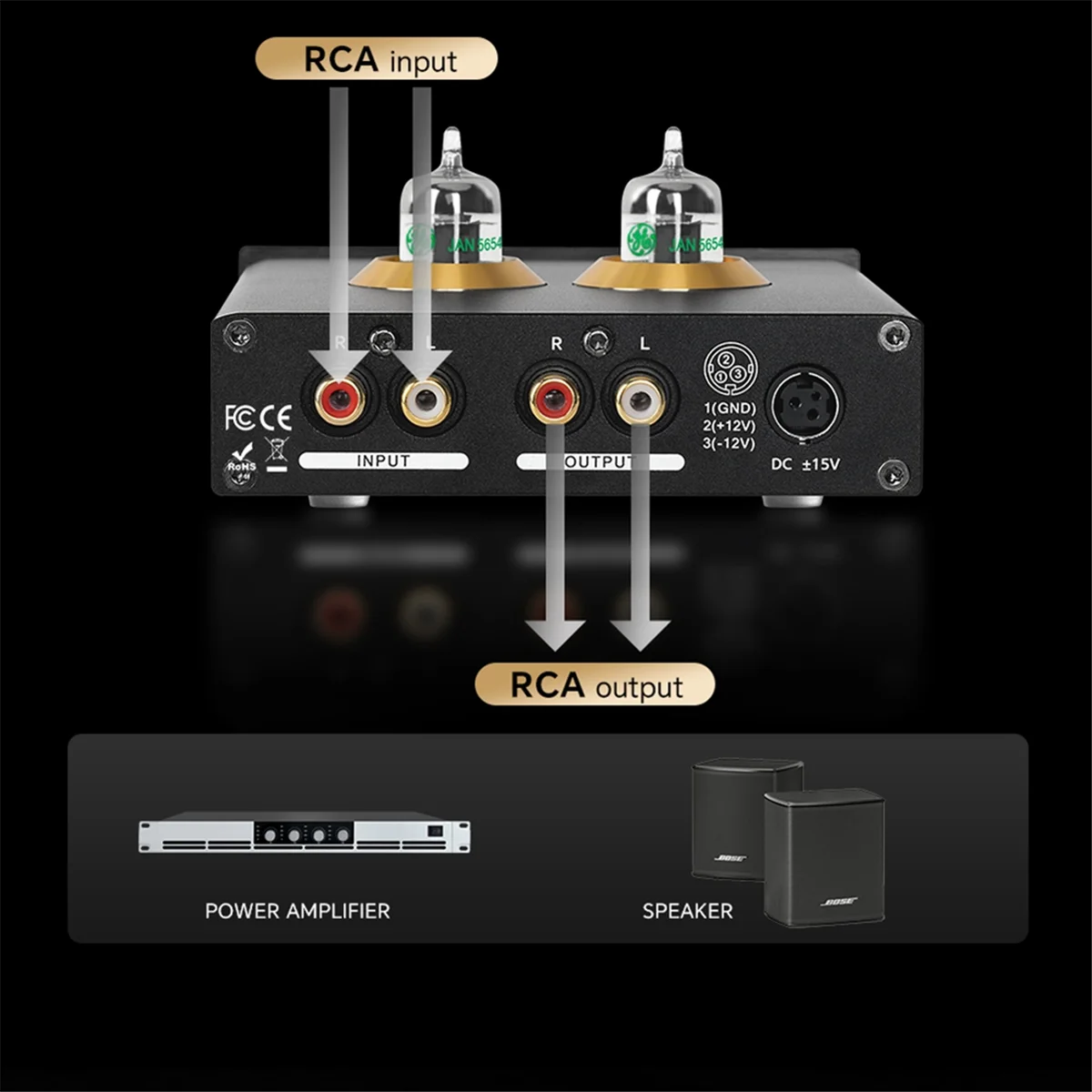 AB53 HiFi Tube Audio Amplifier JAN5654 Vacuum Tube Buffer Treble Adjustment Audio Tube Preamp Stereo Receiver US Plug