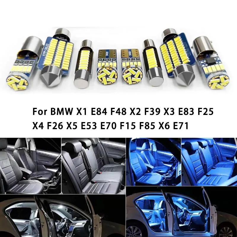 

Canbus For BMW X1 E84 F48 X2 F39 X3 E83 F25 X4 F26 X5 E53 E70 F15 F85 X6 E71 Auto Indoor LampCar LED Car LED Interior Light Kit