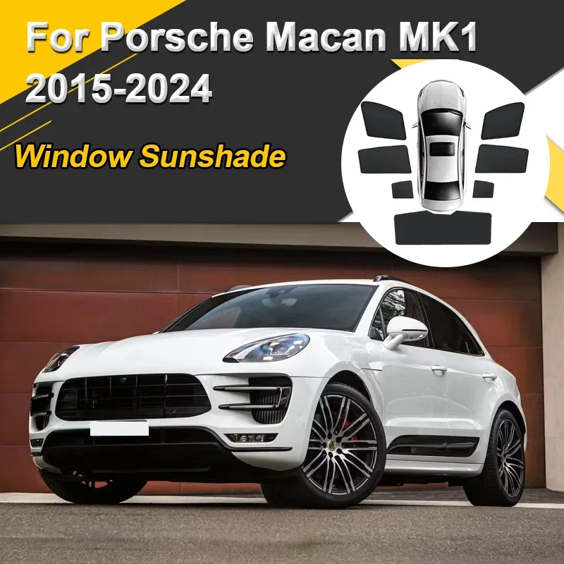 Car Sun Shades For Porsche Macan MK1 2015 2016-2024 Sunshades Magnetic Heat insulation Window Curtain Mesh Visor Accessories