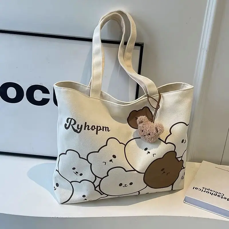 Commuting Japanese cartoon single shoulder large capacity student cloth bag tote versatile student class canvas handbag