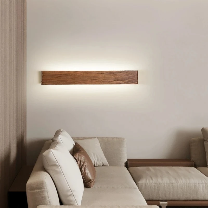Modern Walnut Wood Wall Lamp for Bedside Bedroom Nordic Sconce Lights Background Aisle Light Wooden Reading Lighting Home Decor