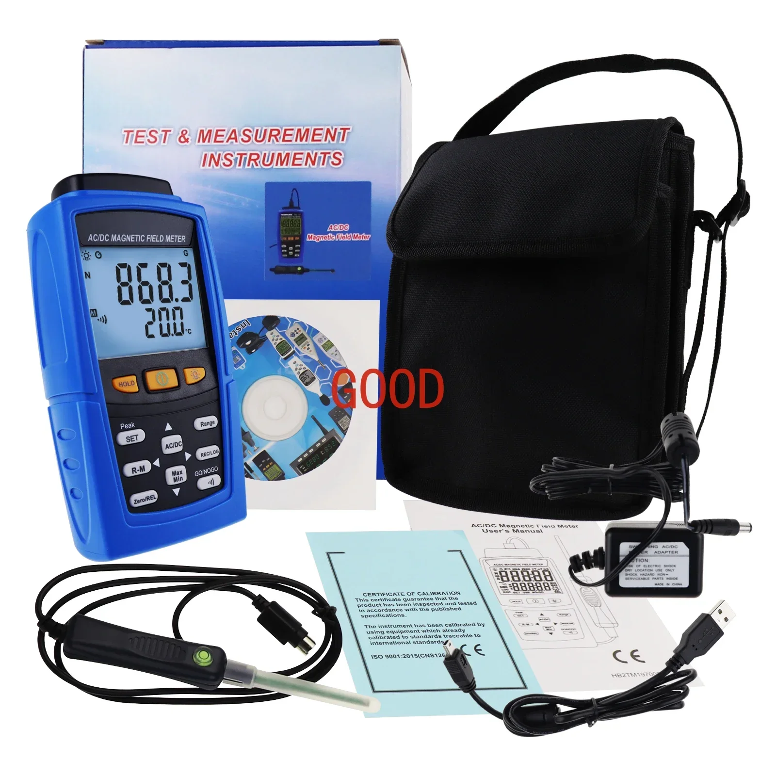 TAO AC / DC Gaussmeter Magnetic Field 3000mT (30000 Gauss) Strength Meter Teslameter Magnetometer (OEM Packaging Available)