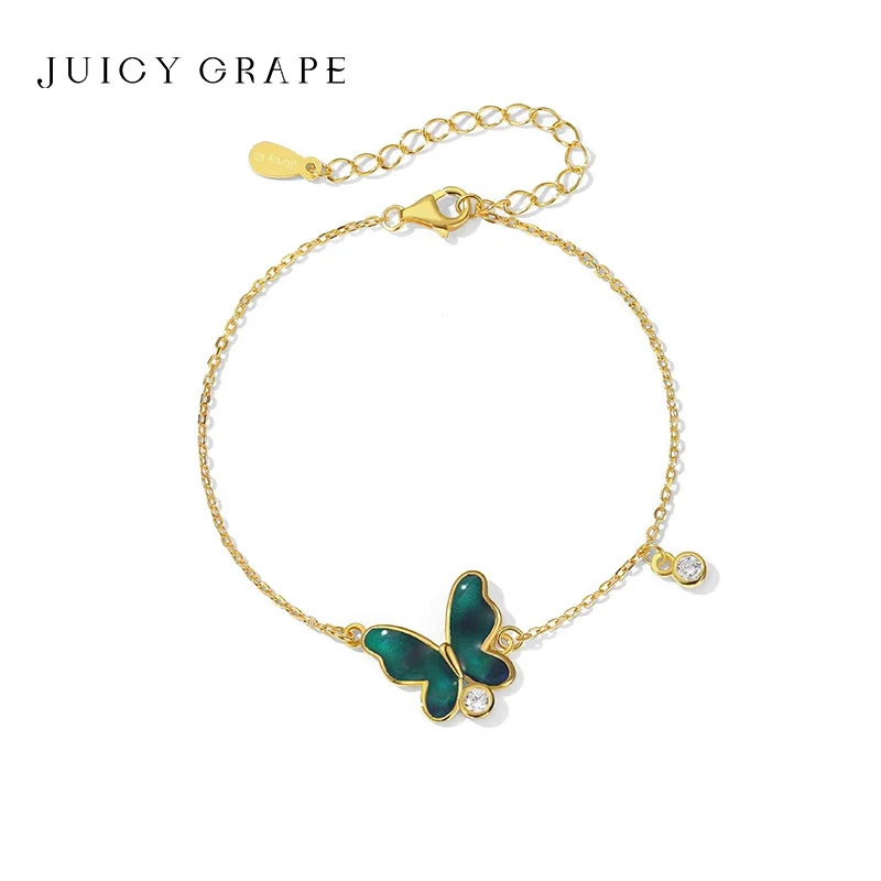 JUICY GRAPE Enamel Butterfly Bracelet Female Simple Fashion Light Luxury Temperament Jewelry For Girlfriends Holiday Gift