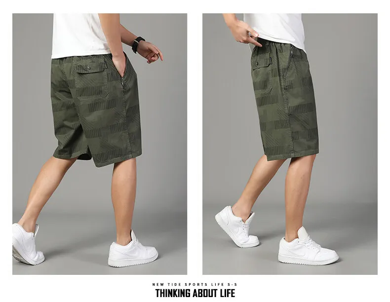 Große Größe Herren Casual Shorts Sommer leichte Shorts Outdoor-Sport Cool atmungsaktiv Strand entspannte Passform Baumwolle Cargo-Shorts – Detail 4