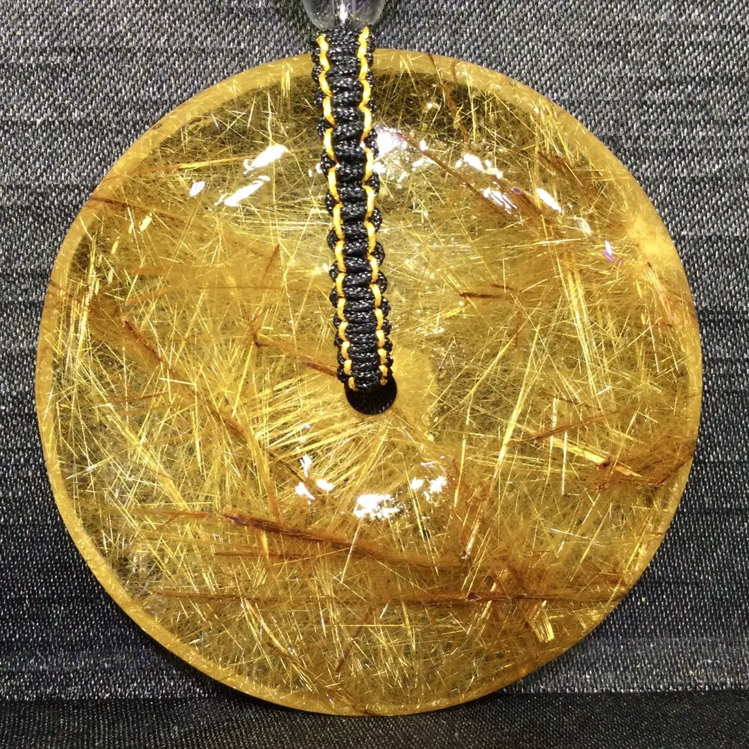 

Natural Copper Rutilated Quartz Pendant Donut Rutilated Quartz Jewelry 50.5*12mm Flower Love Women Brazil AAAAAAA