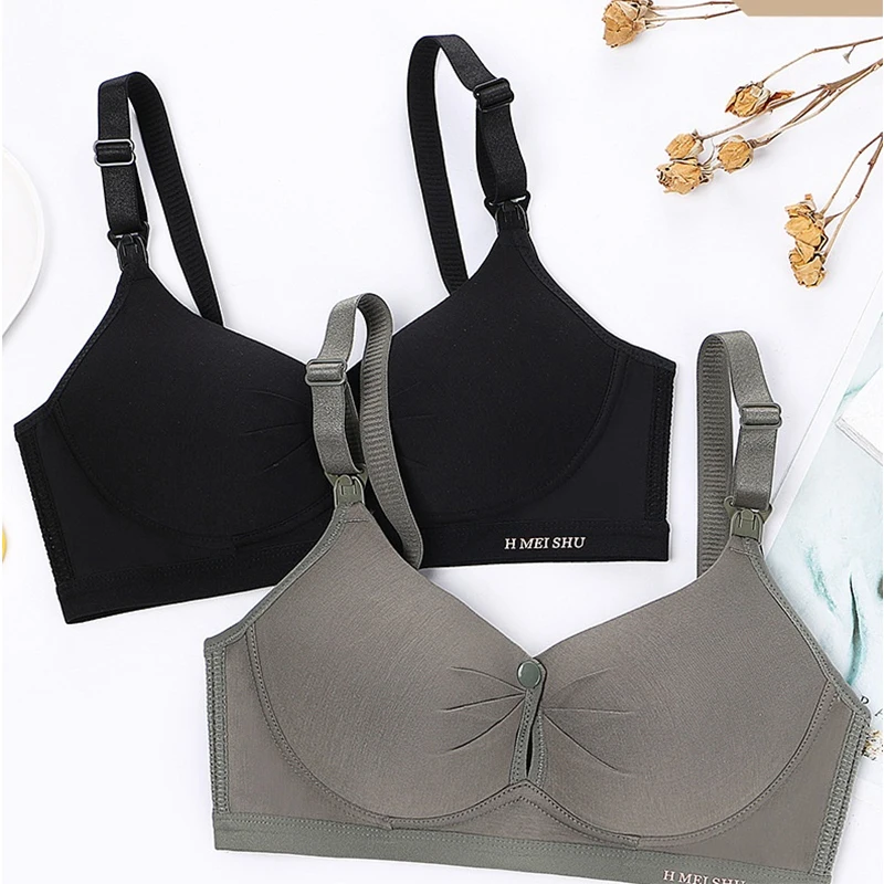 Breastfeeding Bra Four Seasons Breastfeeding Thin Pregnant Women's Underwear Pregnancy Bra Ultra Thin Gathering and Anti Sagging