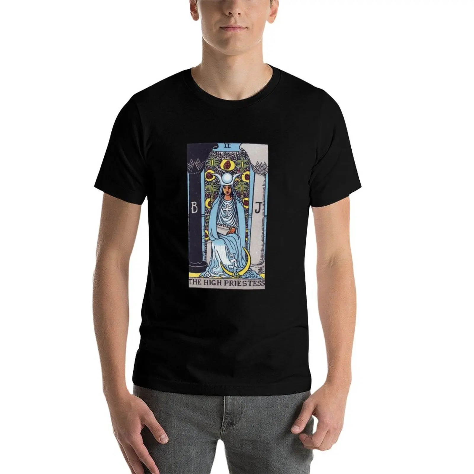 

Rider Waite Smith (RWS) Major Arcana Tarot: 2 High Priestess T-Shirt t shirts for man pack cotton man t shirt graphic T-Shirt
