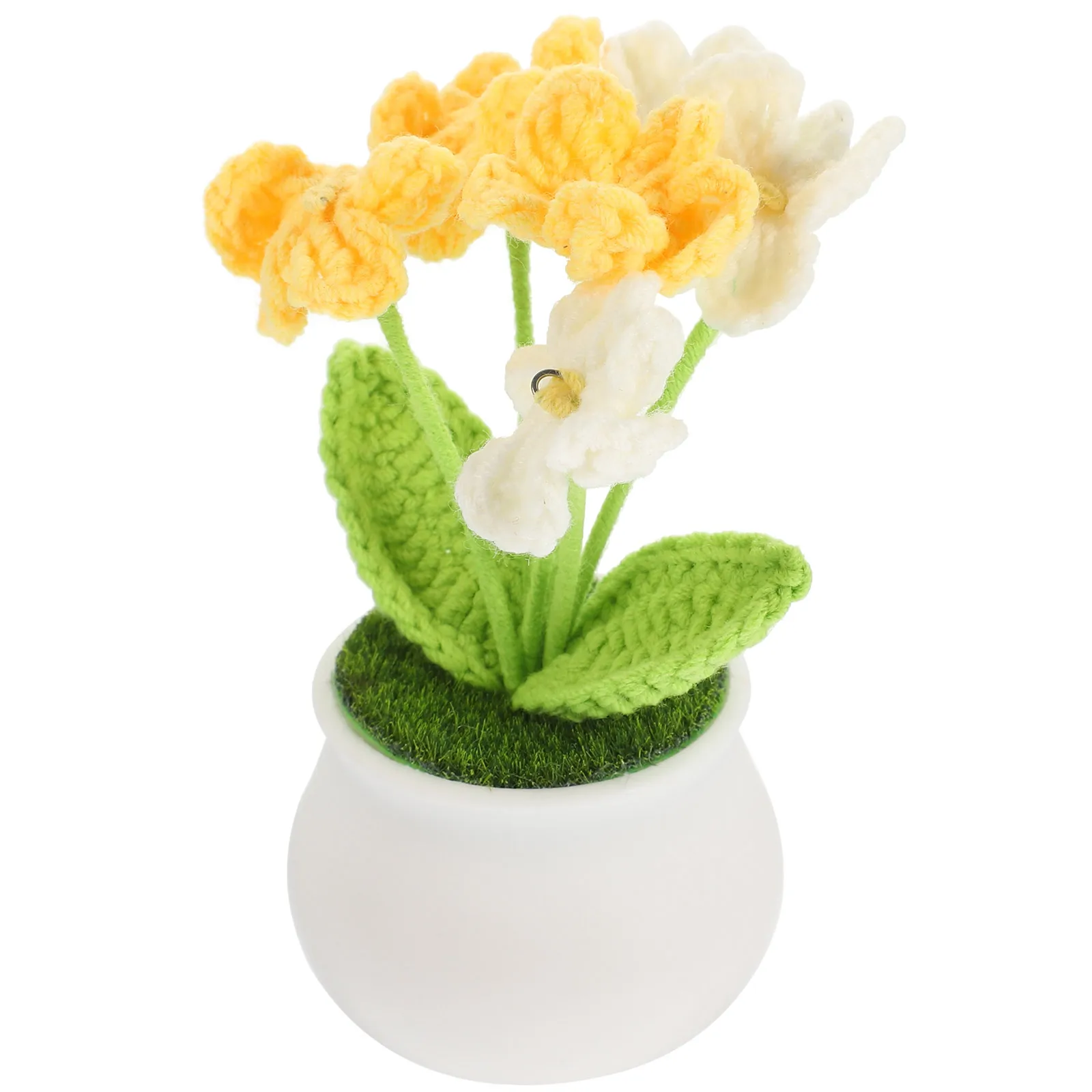 

Artificial Bonsai Potted Decor Desktop Home Office Car Adornment Small Decorative Fake Crochet Flower Bonsai Fake Flower