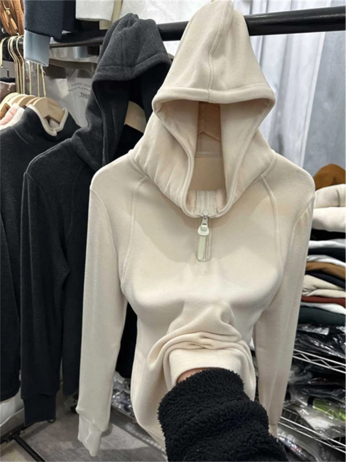Women's Fleece Lined Hooded Thickened Long Sleeve T-Shirt Sweatshirt Premium Australian Velvet Autumn Winter Base Layer Shirt...