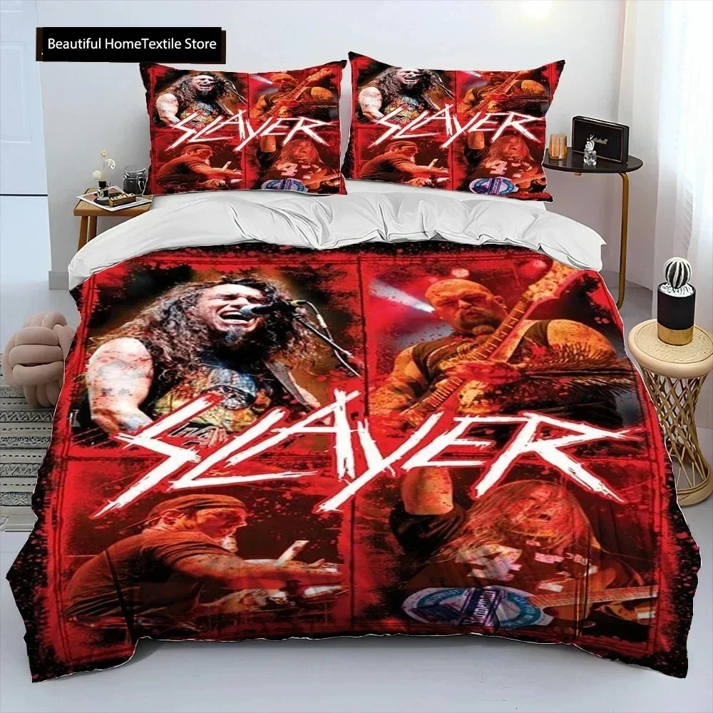 Slayer Heavy Metal Band Music Bedding Set Boys Girls Twin Queen Size Duvet Cover Pillowcase Bed Adult Fashion Home Textileextile