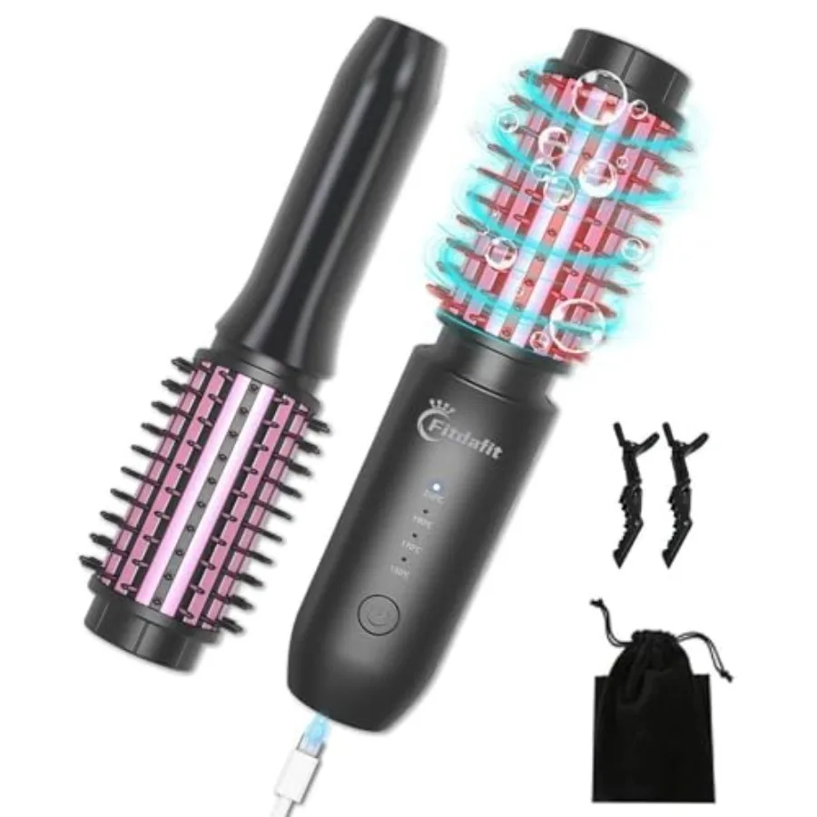 

Беспроводная щетка-плойка для завивки волос 3-в-1, мини-плойка 1,5 дюйма, дорожная щетка-выпрямитель для волос, перезаряжаемая