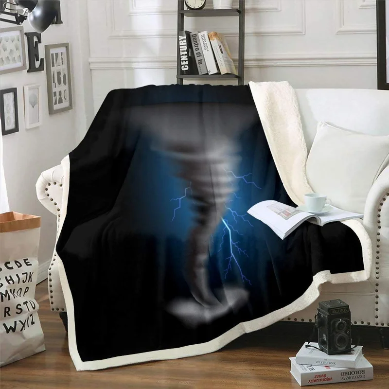 Hurricane Milton Tornado blanket lightning blur black cloud natural disaster horror theme suitable for children boys