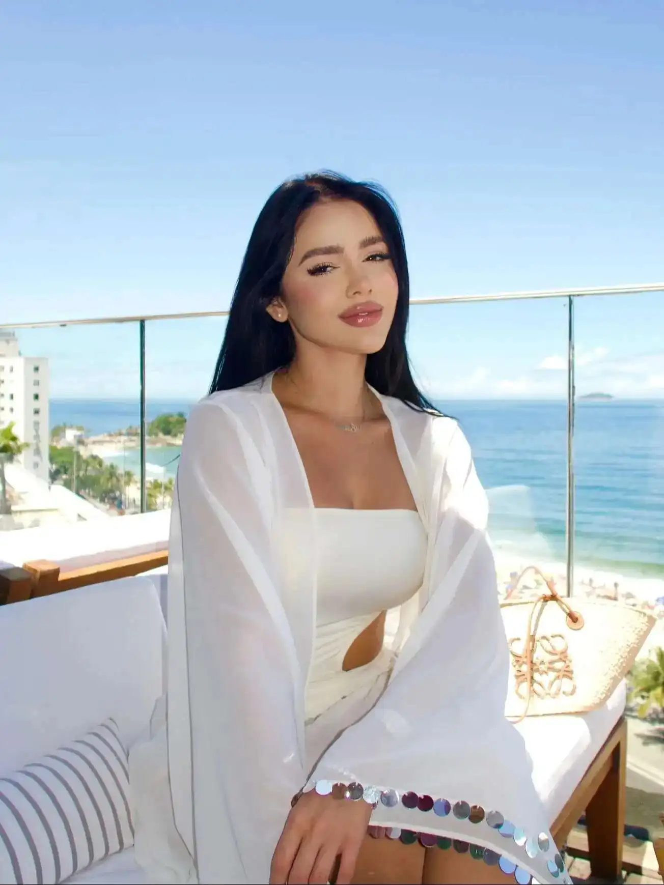 Neue Damen Zweiteiler Einteiler mit langen Ärmeln Pailletten Cover Up Cut Out Bademode Sommer Badeanzug