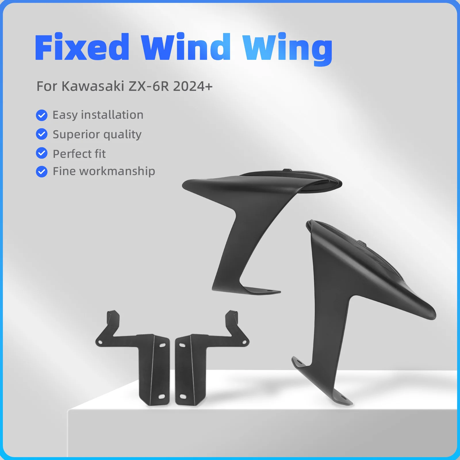 

2024 Motorcycle Front Wing Spoiler For KAWASAKI ZX-6R ZX 6R ZX6R Frontal Naked Downforce Front Wheel Fender Winglet Fairing Kit