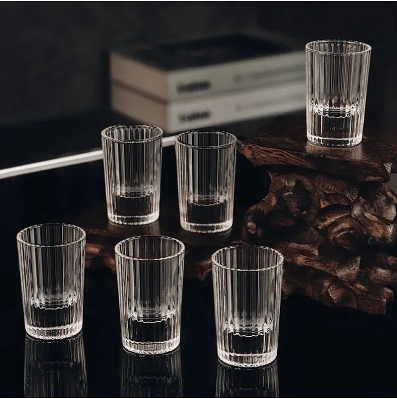 

6pcs Set 25ml/15ml/20ml Shot Glass European Bullet Cup Vintage Transparent Baijiu Cup Luxury Vodka Glass Household Wine Utensils