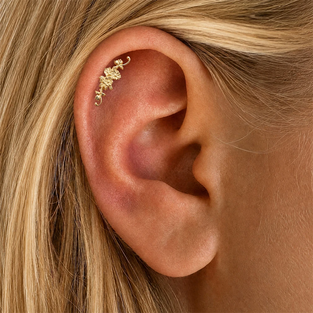 AIDE 925 Sterling Silber Fünfblättrige Blume Pferdeaugen CA Zirkon für Damen Knorpel Helix Flachrücken Piercing Ohrring Party Geschenke – Detail 17