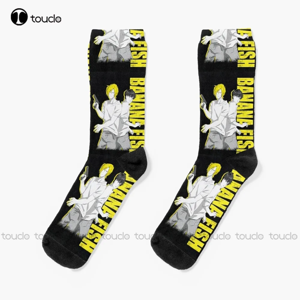 Banana Fish Kiss Yaoi Ash Eiji Ash Eiji Banana Fish Ash Yellow Black Art Anime Socks Football Socks Christmas New Year Gift Art