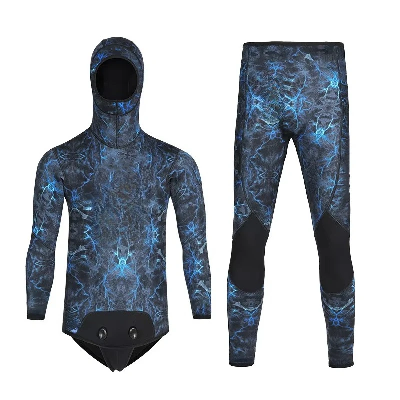 Multicolor Hooded Split Chest Cushioned Elbow Knee Enhanced Harpoon Wetsuit