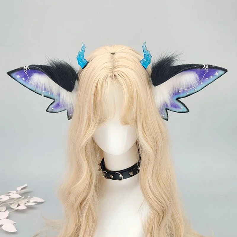 Halloween Dämon Elf Biest Ohr Kopfschmuck Cosplay Gothic Niedliche Schmetterlingsflügel Haarband Flauschige Lolita Anime Elfenohren Zubehör