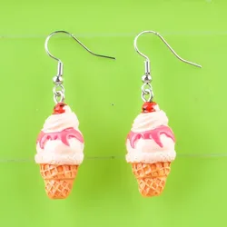 Kawaii Summer Ice Cream Cone Drop Dangle Earrings DIY Fashion Resin Jewelry for Women Boutique Bijoux