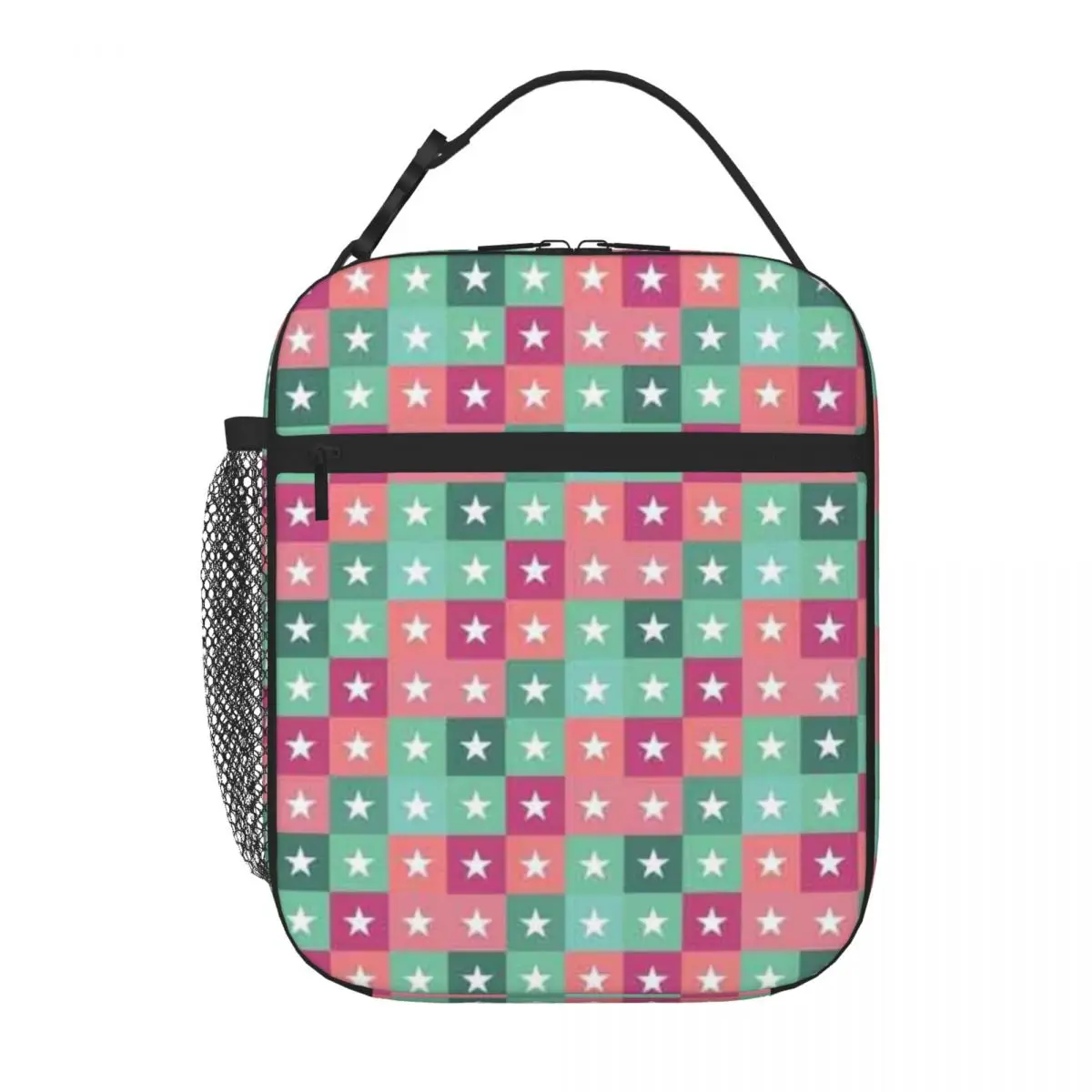 Bestselling Stars Patchwork In Green Monochrome Leakproof Lunch Bag Festival Outing Small Lunch Bag