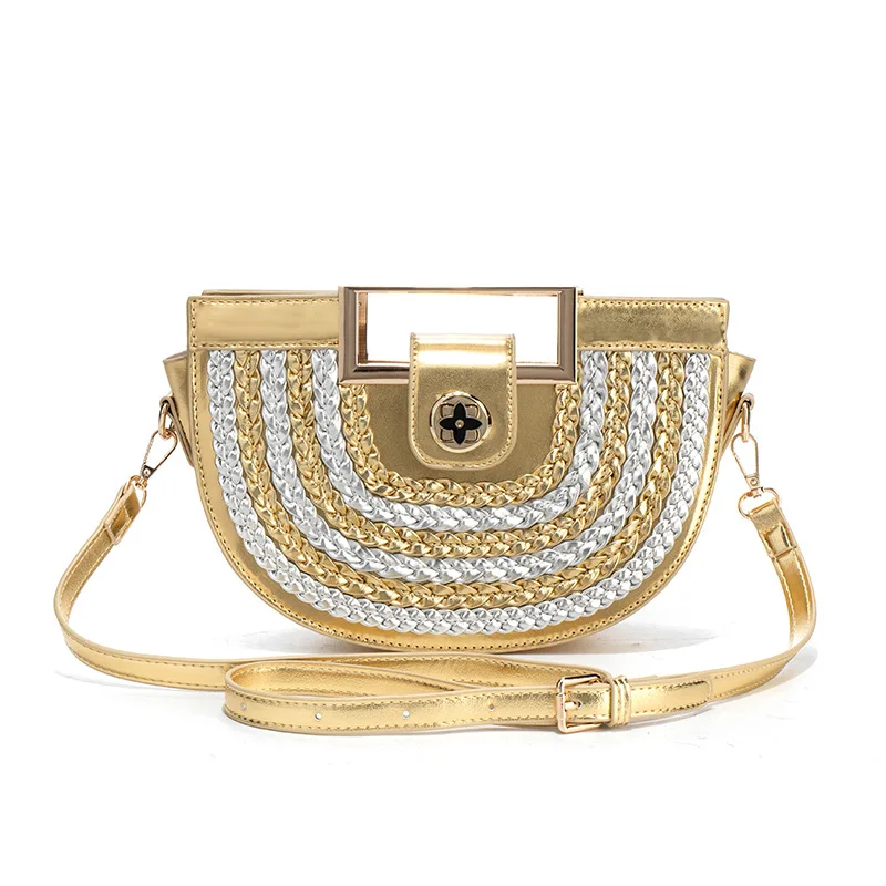 2026 New Gold Braided Crossbody  Women's Metal Chain Shoulder  Design SensePremium Sense Crossbody