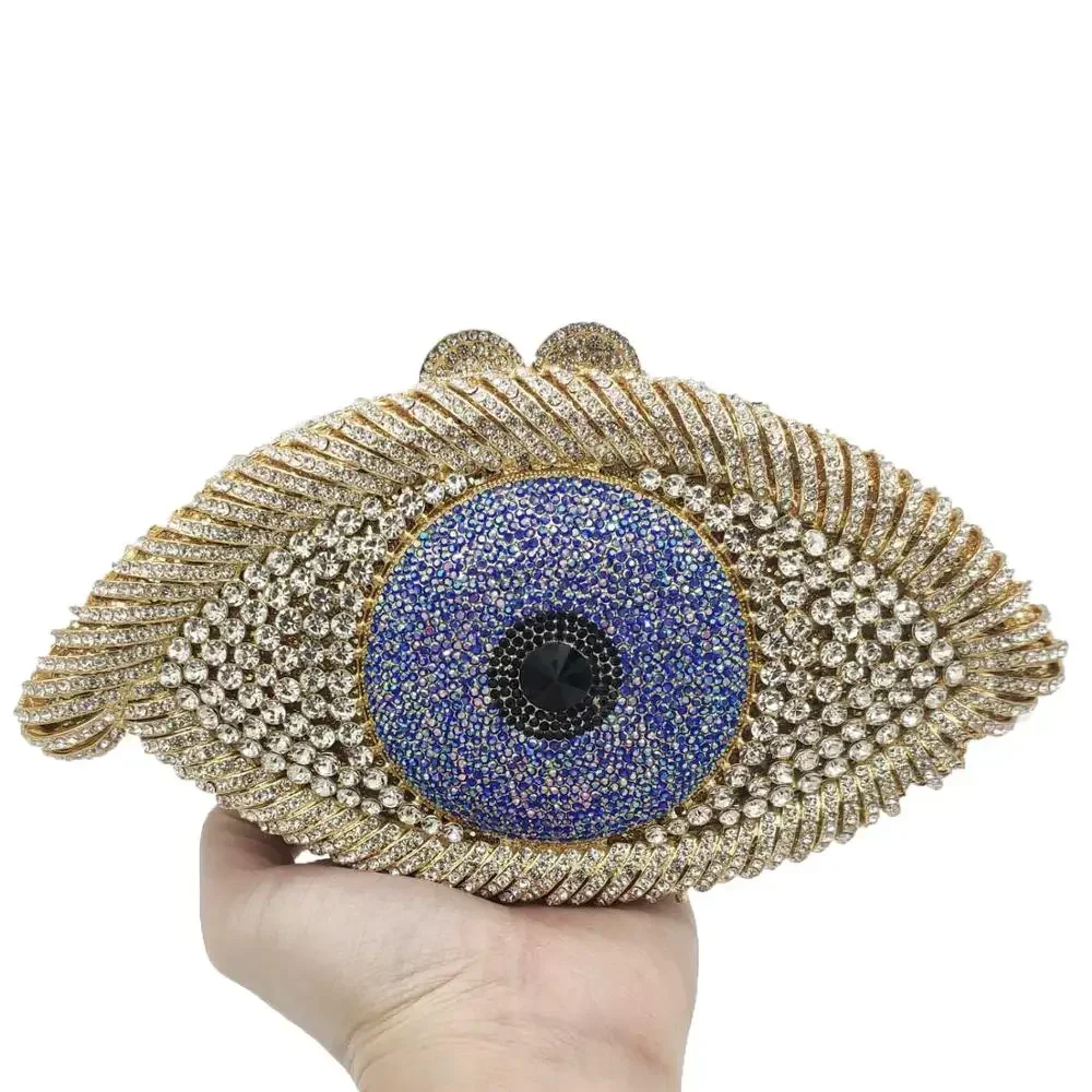 Boutique De FGG  (in stock) Evil Eye Women Crystal Clutch Evening Purses and Handbags Wedding Party Minaudiere Bridal Bag