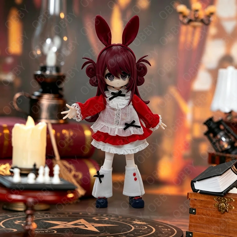 For Obitsu 11 Doll Cute Princess Lace Red Dress Set For OB11 Gsc 1/12 Asi 2.0 Molly P9 P10 Body Doll Cloth Outfit Clothes