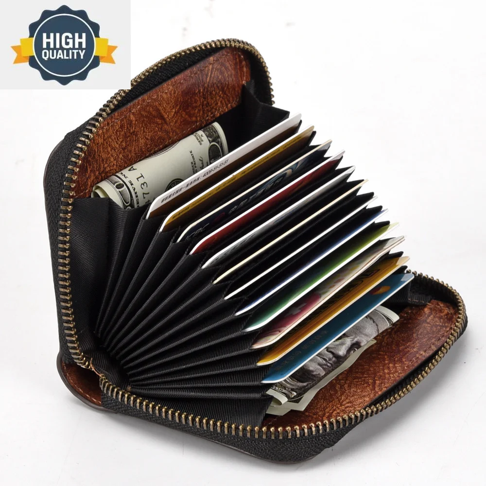 Wallet Short Men Zipper Mini Bag Genuine Leather ID Credit Card Holder Vintage Natural Skin Male Money Coin Small Purse