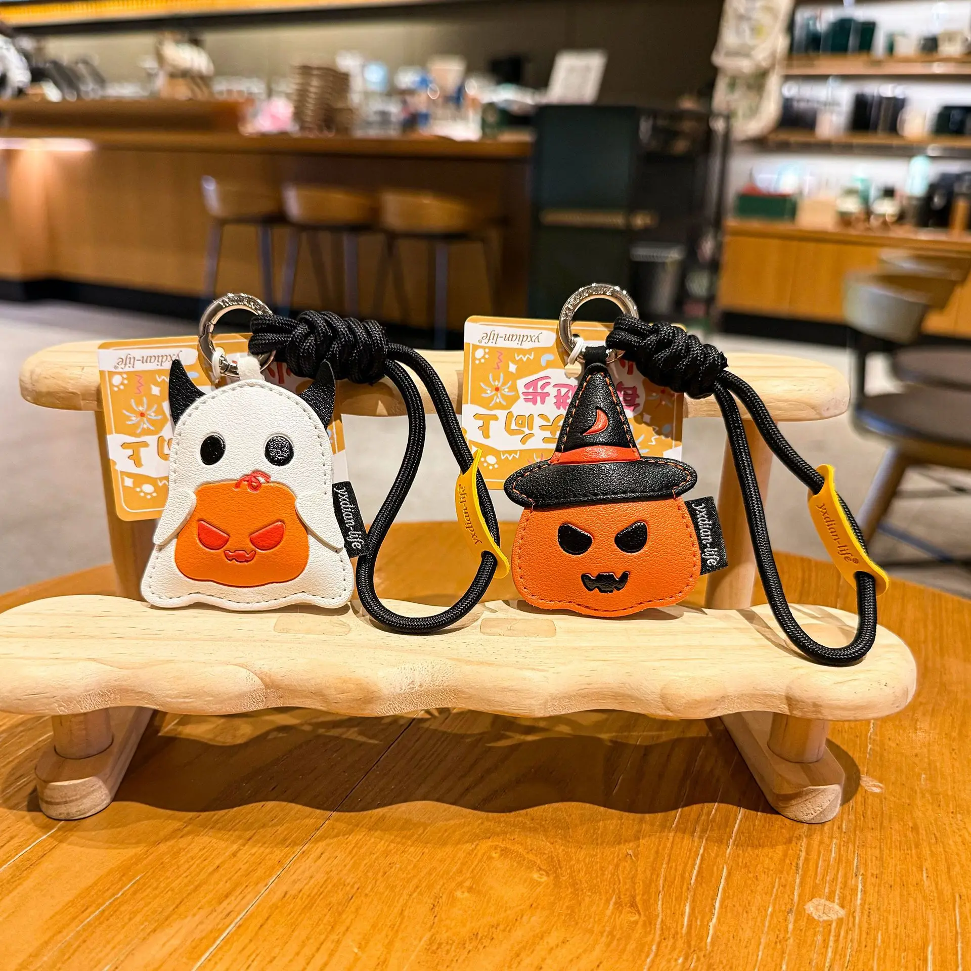 Keychain Charm Halloween Pumpkin Leather Cute Cartoon Fun Orange Pendant for Women Girls Bag Backpack Car Gift Lightweight