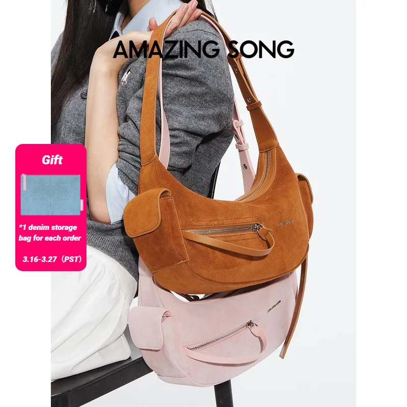 Amazing Song Liqueur Crescent Bag Suede