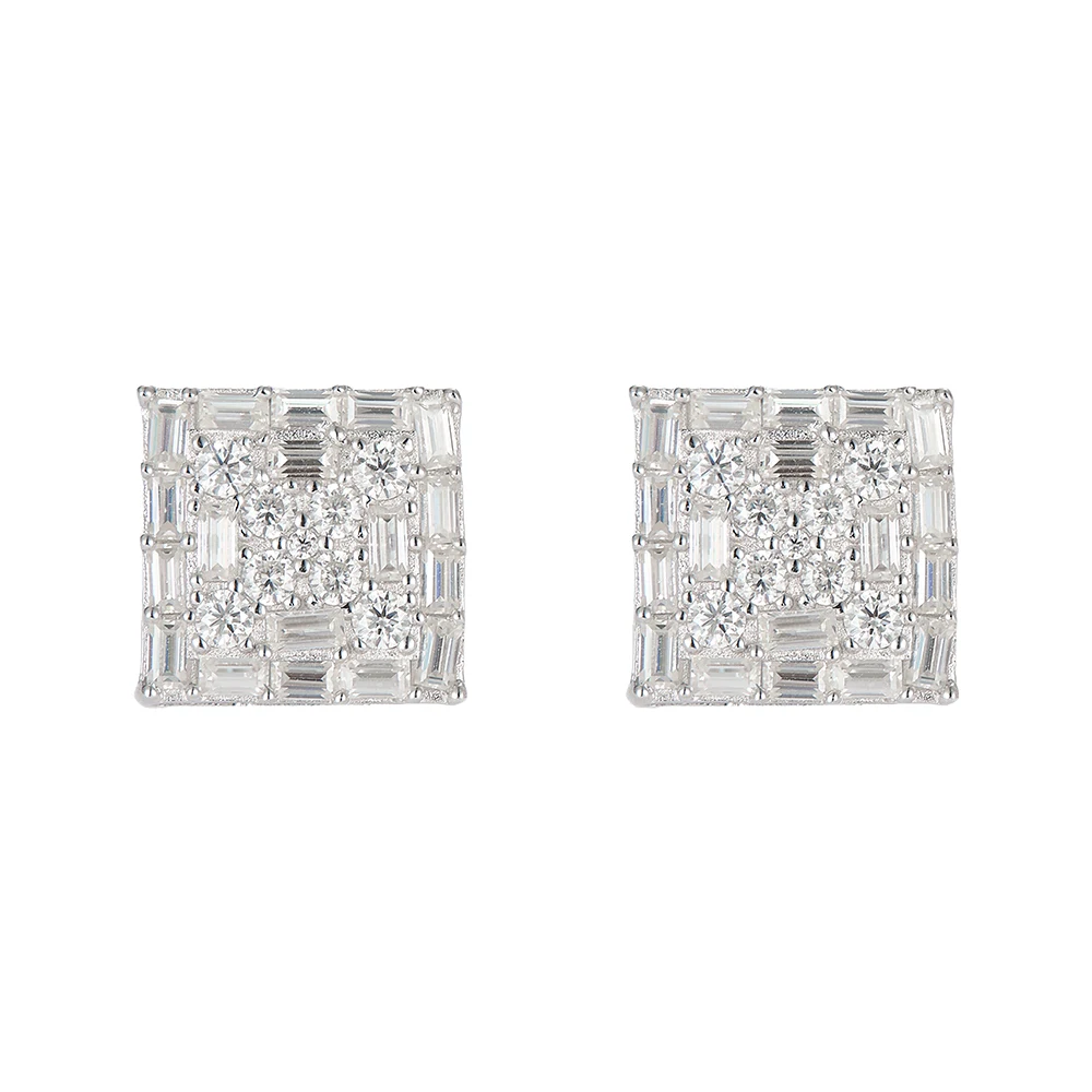 

Square Moissanite Earrings S925 Silver Stud Earring for Women with Gra Certificate Wedding Engagement Gift Occasion New 2025
