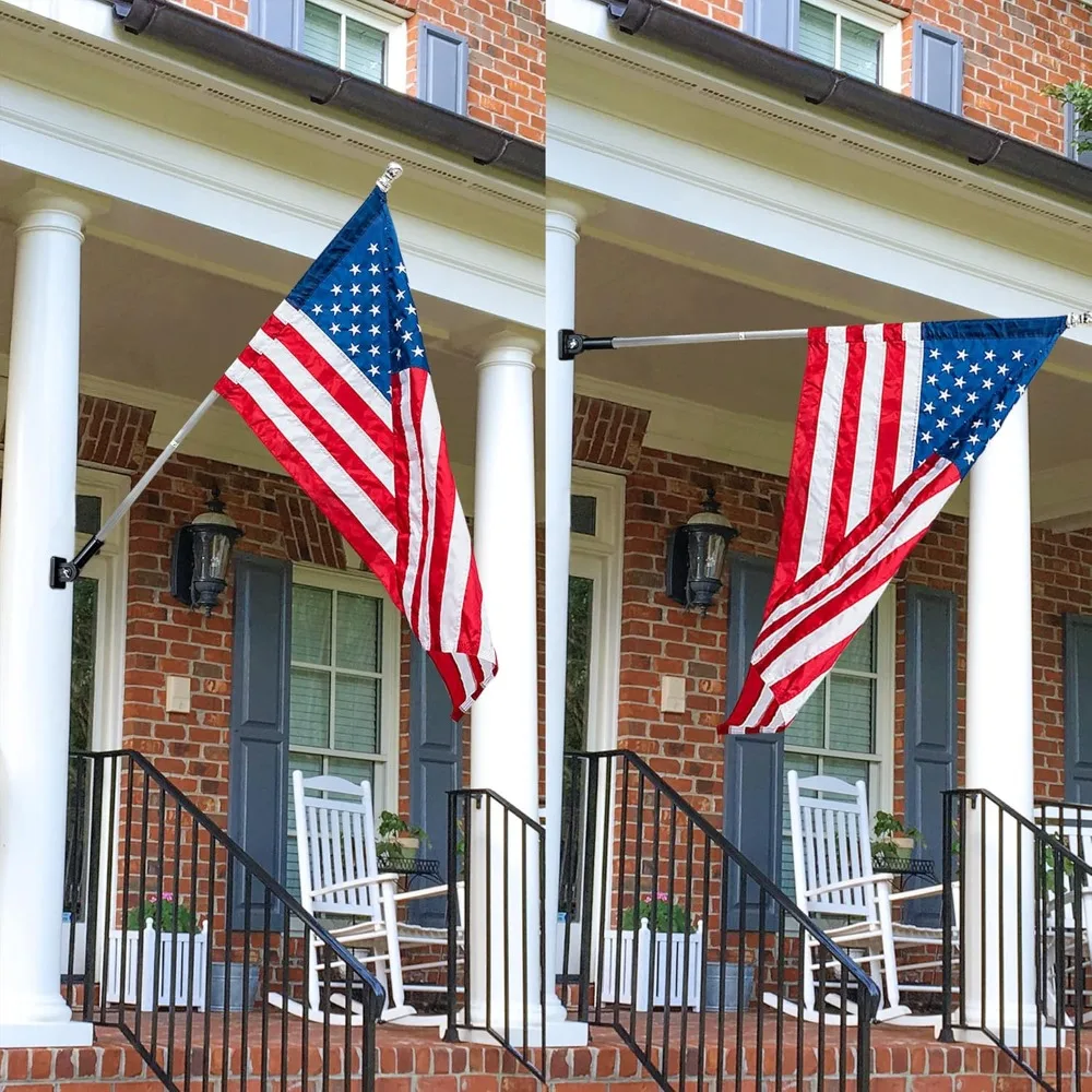 دعامة تثبيت على عمود العلم متعددة المواضع مع أجهزة - مصنوعة من الألومنيوم - قوية وخالية من الصدأ - قطر 1 بوصة (أسود)
