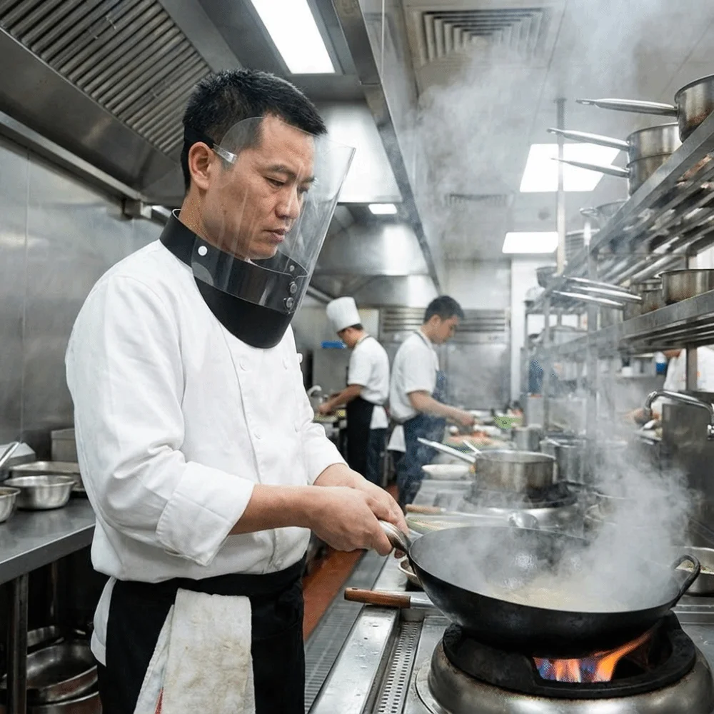 Ultra-Transparent Lens Full Face Cooking Shield Smooth Surface Lightweight Structure Clear Facial Cover Obstructed Vision