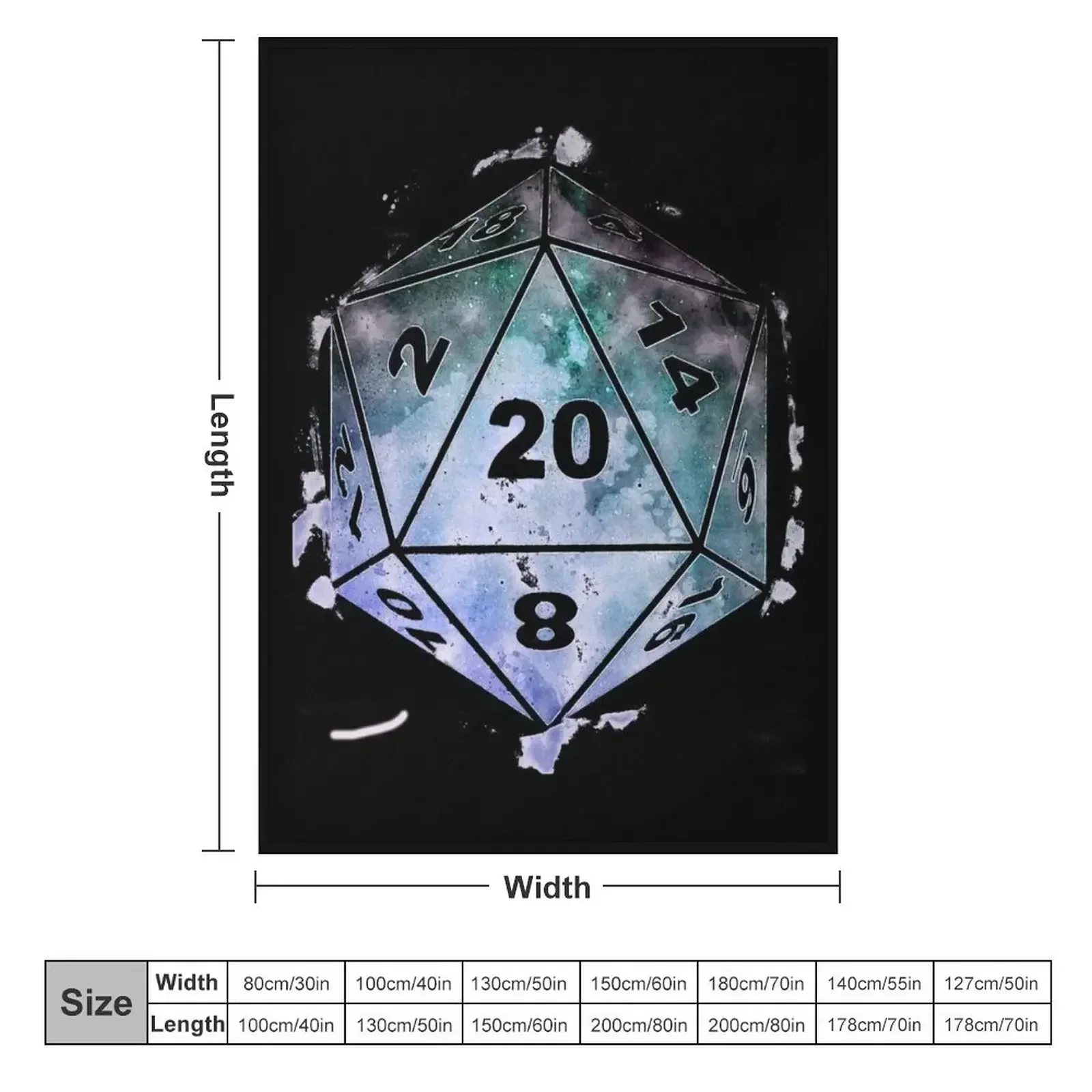Galaxy Watercolor Dice D20 Galaxy Critical Roll Throw Blanket Soft Big Bed covers Custom Luxury Luxury Brand Blankets