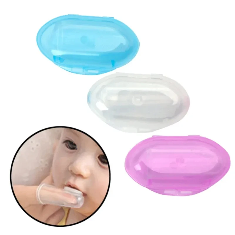 1/2/4pcs Baby Toothbrush Dental Care Kids Silicone Clear Finger Brush Massage Soft With Box Infant Boys Girls Teething Cleaner