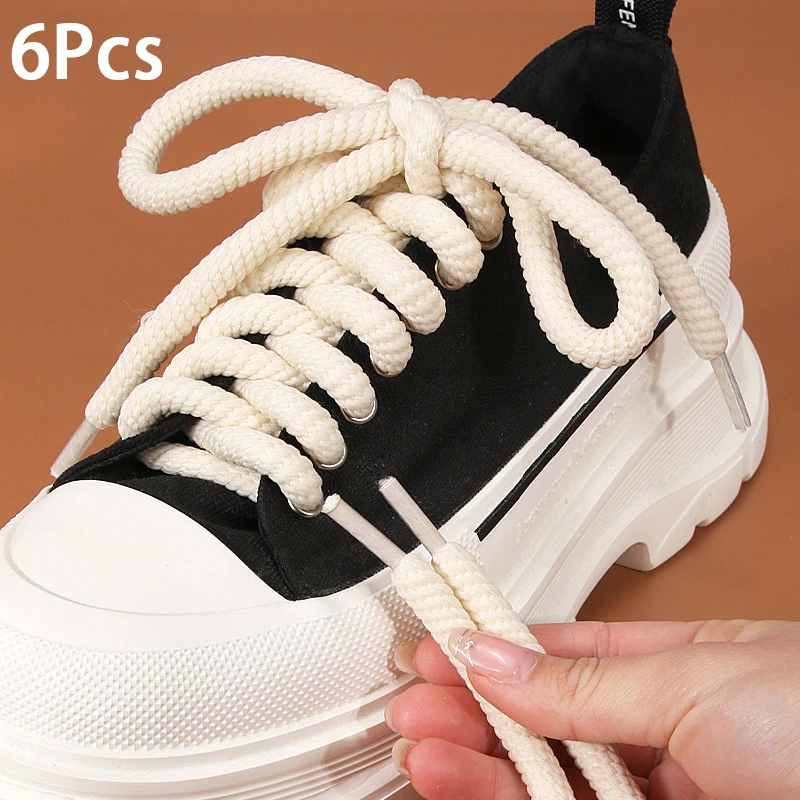 NEUE 8mm Dicke Runde Schnürsenkel Klassische Einfarbige Schnürsenkel für Sneakers und Stiefel Qualitäts-Schnürsenkel 2 Stück/6 Stück