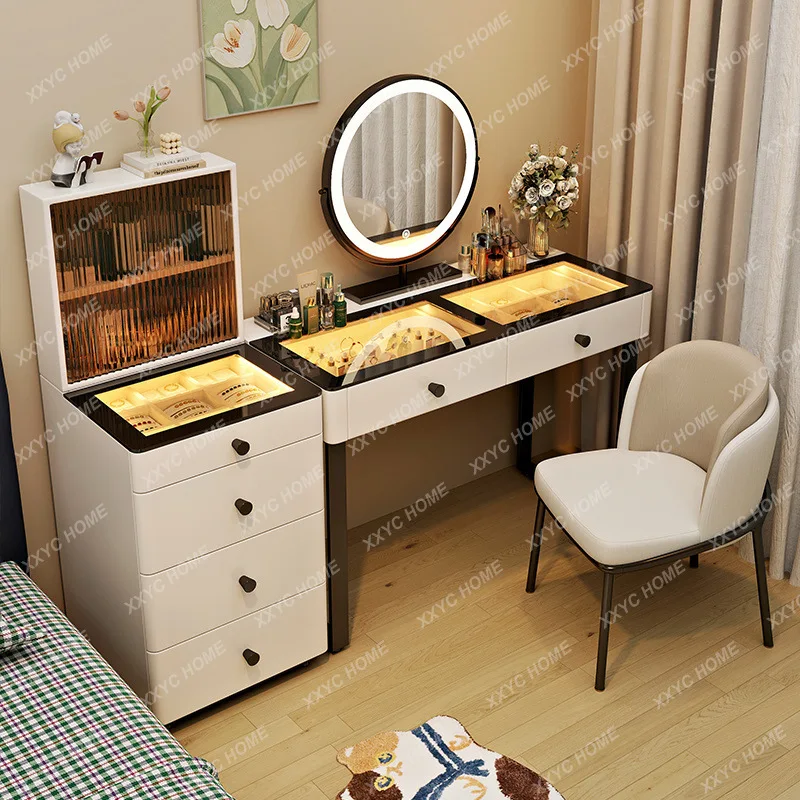 SSCream wind all solid wood dresser modern simple table storage integrated panoramic ambient light