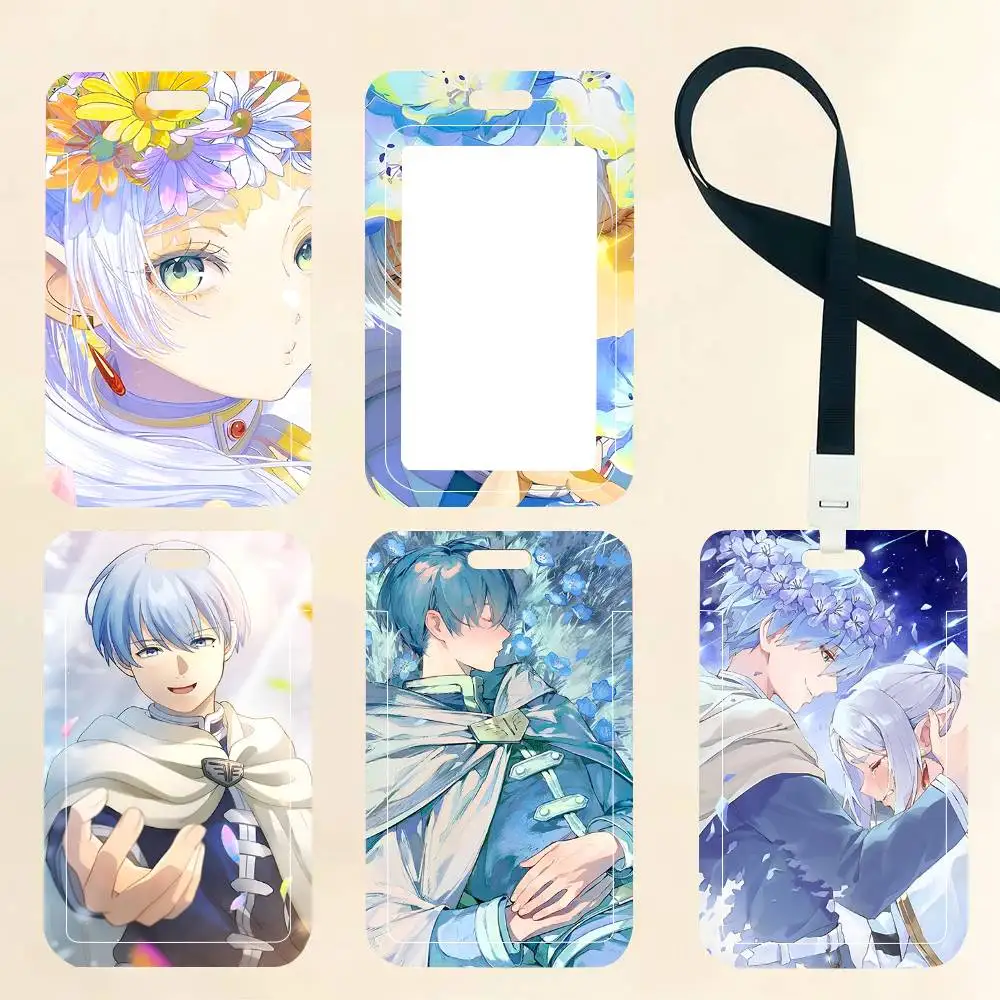 Himmel F-Frieren Anime  ID Card Holder Neck Strap Pendant Door Badge Holder Lanyards Keychain Work Credential Case Gift