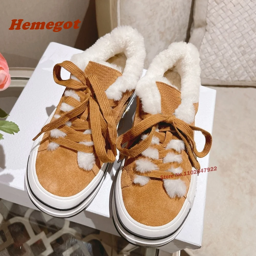 Sports Casual Shoes Made of Pure Cotton Wool Frosted Leather Lace Up Height Increasing Plush Sneakers Solid Winter Newest Luxury