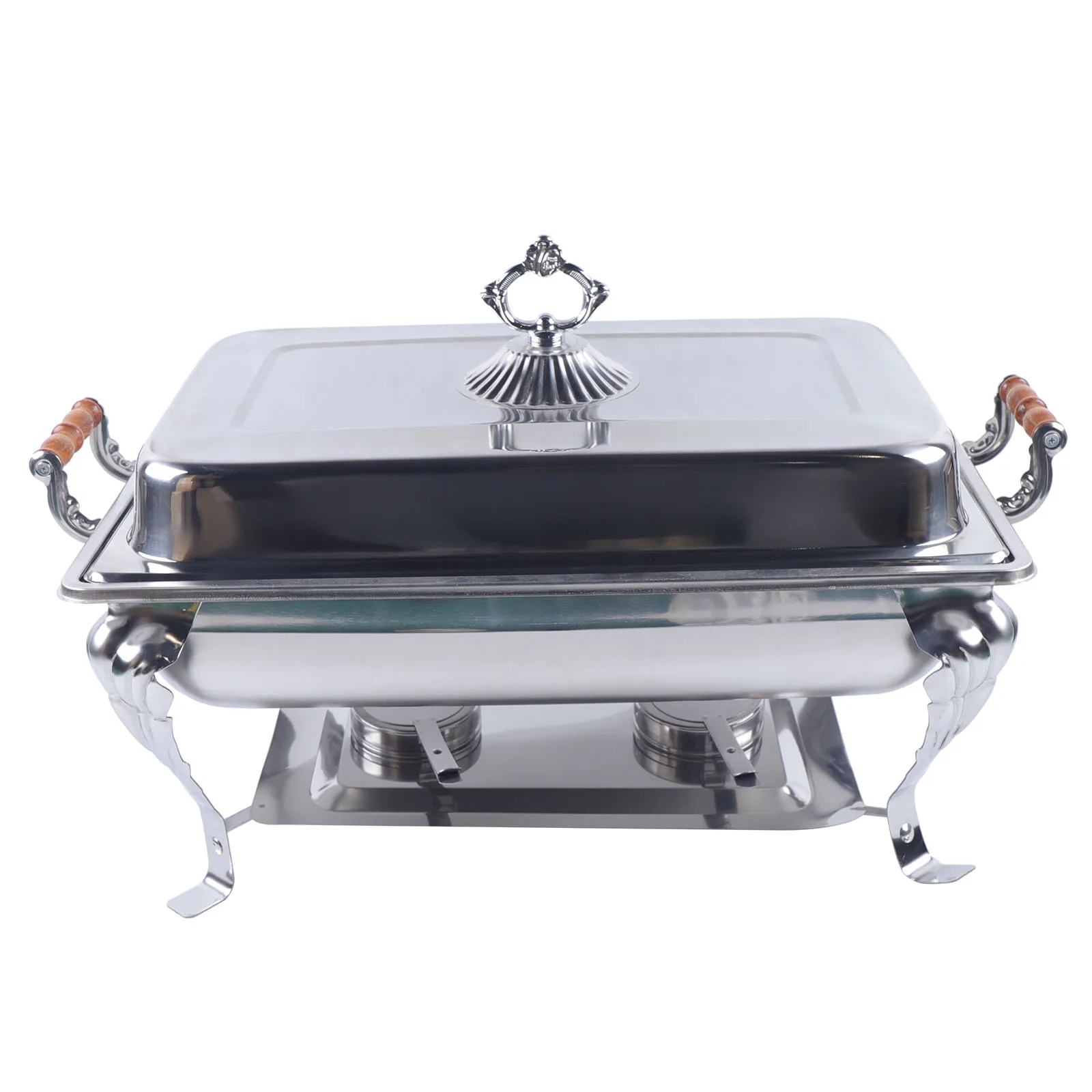 

Square Chafing Dish with Stainless Steel Food Pan, Mirror Finish, 66x36x40cm, Ideal for Catering and Buffet Events