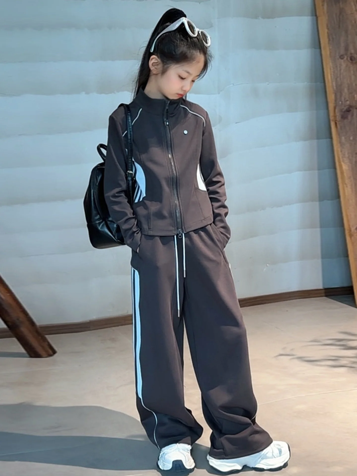 spring-autumn-children's-sweatshirt-pants-set-girls-sportswear-double-zipper-jacket-casual-outfit-two-piece-set-fashionable-k