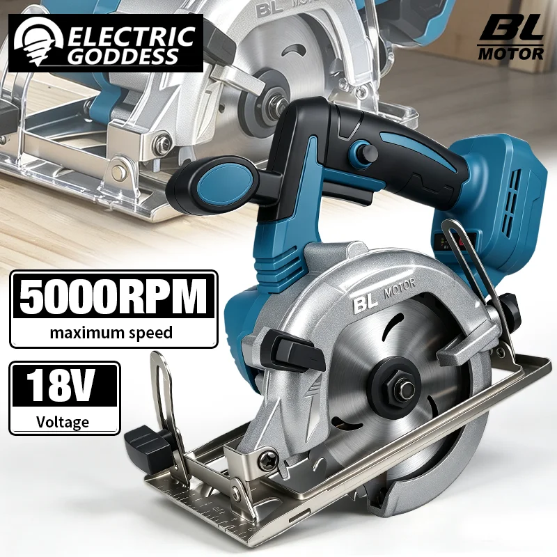 5/7-inch Cordless Circular Saw 5000rpm Brushless Woodworking Saw 45degree Cut Adjustment Circular Saw For Makita 18V Battery Pin